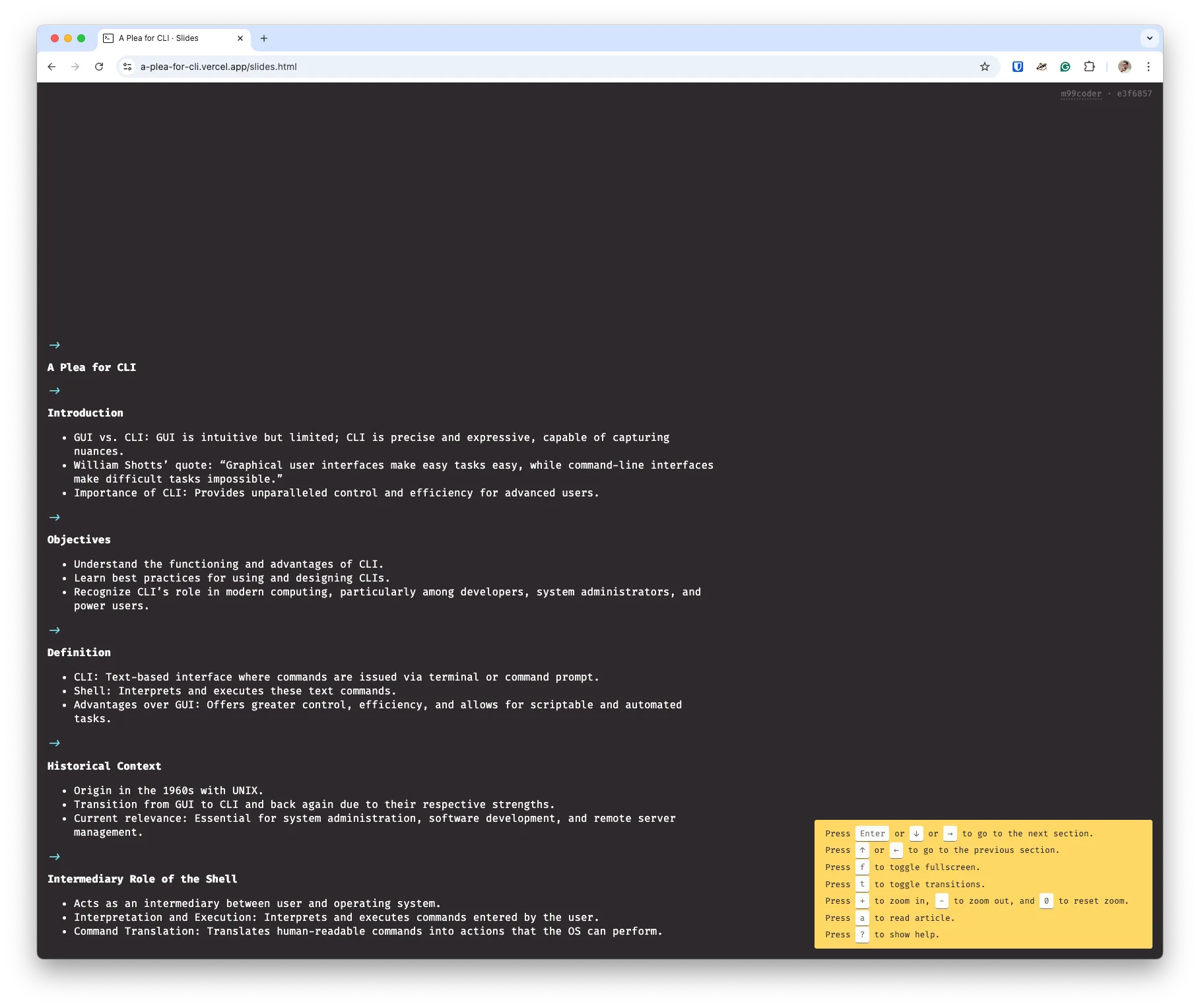 A Plea for CLI